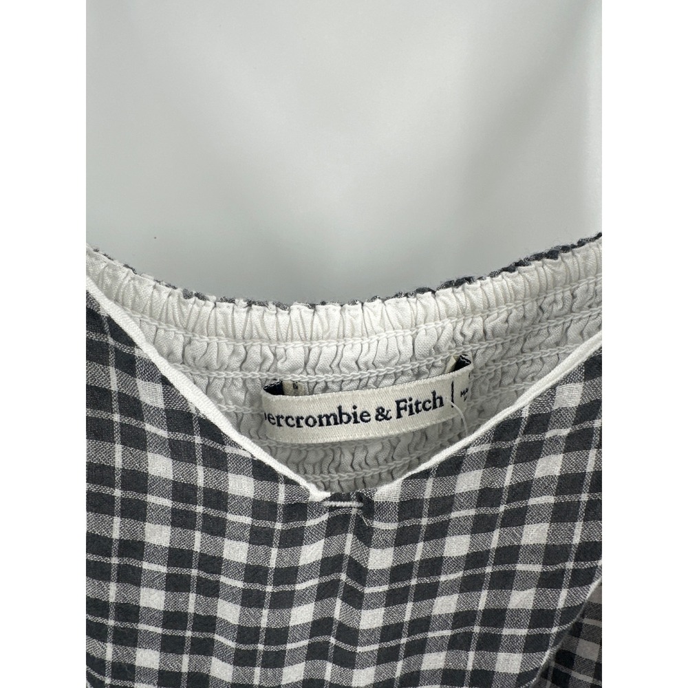 Abercrombie & Fitch Gingham Tiered Midi Dress Grey Small - Picture 4 of 7